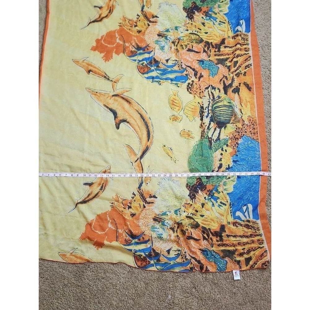 Rima‎ Beach Wear One Size Dolphin Sea Sarong Bathing Suit Skirt Wrap Cover Up